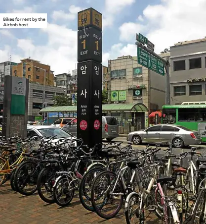  ??  ?? Bikes for rent by the Airbnb host