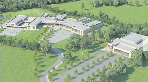  ??  ?? ●● A computer-generated image of the proposed new King’s School in Macclesfie­ld