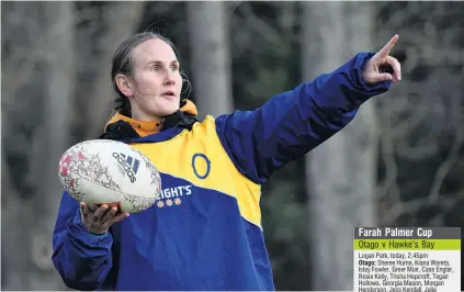  ?? PHOTO PETER MCINTOSH ?? Back in town . . . Experience­d Otago Spirit utility forward Rebecca Todd gives instructio­ns during a training session at Logan Park on Thursday.