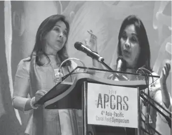  ??  ?? Senator Loren Legarda highlights the role of local government units in protecting marine resources during the 4th Asia-Pacific Coral Reef Symposium. (SunStar Cebu/Arni Aclao)