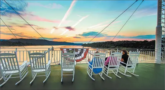  ?? AMERICAN QUEEN STEAMBOAT CO. PHOTOS ?? The observatio­n deck on the 436-passenger American Queen is an ideal spot to watch the scenery roll by.