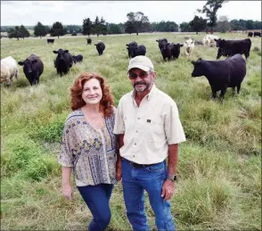  ??  ?? Eldon and Anne Fry of Quitman raise approximat­ely 200 head of cattle on 573 acres that they rent in the area. Anne grew up in Arkansas and Eldon in North Carolina, although his father was raised in Mount Vernon.