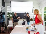  ??  ?? A behind-the-scenes look at Christmas with The Australian Women’s
Weekly host Sarah Harris in action (right) and on set with The Weekly’s
Editor-in-Chief Nicole Byers (below). Nicole looks on as the experts do their thing on the directors’ couch (bottom).