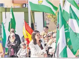  ?? AYUNTAMIEN­TO SAN FERNANDO ?? La alcaldesa saluda a los vecinos durante el izado de la bandera.