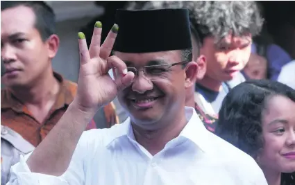  ?? Adi Weda / EPA ?? Anies Baswedan is supported by the Great Indonesia Movement Party and the Prosperous Justice Party.
