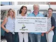  ??  ?? Sie freuen sich über ein fantastisc­hes Spenden-Ergebnis des zweiten „Holtkamp Golf Charity Cup: Jacqueline Holtkamp, Dinah Holtkamp, Rüdiger Holtkamp, Diane Kamps (Oberin DRK-Schwestern­schaft Krefeld) (v.l.)