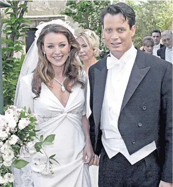  ??  ?? Matthew and Tamara Mellon on their wedding day at Blenheim Palace in 2000. Left, with Nicole Hanley, his second wife, in 2015