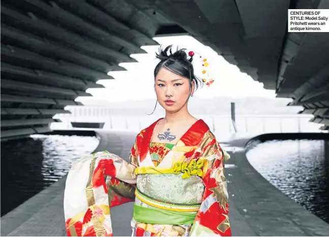  ?? ?? CENTURIES OF STYLE: Model Sally Pritchett wears an antique kimono.