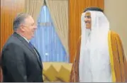  ?? REUTERS ?? US secretary of state Mike Pompeo meets with Emir of Qatar Tamim bin Hamad al-thani in Doha on Sunday.