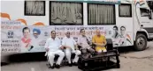  ?? — G.N. JHA ?? DPCC president Ajay Maken, along with other party leaders, launches “Save Metro Rath” in New Delhi on Thursday.