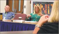  ?? Linda Conner Lambeck / Hearst Connecticu­t Media ?? Shelton school board members take part in a roundtable discussion of bullying on Wednesday.