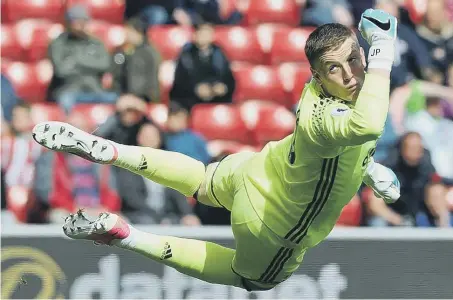  ??  ?? Impressive Sunderland keeper Jordan Pickford is sure to be on the wanted list of top clubs this summer. Picture by Frank Reid.