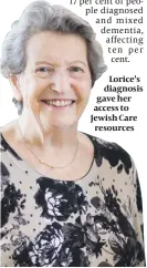  ??  ?? Lorice’s diagnosis gave her access to Jewish Care resources