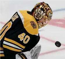  ??  ?? LAST LINE OF DEFENSE: Tuukka Rask makes one of his 30 saves to pick up his 301st career win.