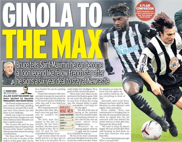  ??  ?? A FLAIR COMPARISON Saint-Maximin is a French maverick just like Toon legend David Ginola