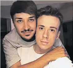  ??  ?? Martyn Hett, left, with his partner Russell Hayward, was due to fly out to America