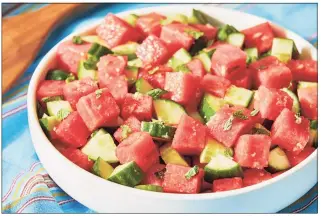  ?? Tom McCorkle / For The Washington Post ?? Watermelon and cucumber salad with ginger, lime and mint