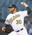  ?? Ben Margot / Associated Press ?? A’s pitcher Brett Anderson gave up nine runs (seven earned) in three-plus innings.