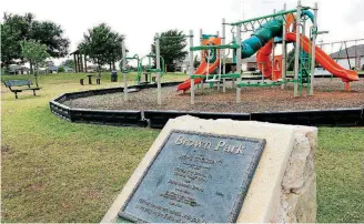  ?? [PHOTO BY JIM BECKEL, THE OKLAHOMAN] ?? Brown Park, one of two parks Central Oklahoma Habitat for Humanity installed in its Hope Crossing neighborho­od at NE 83 and Kelley Avenue.