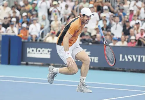  ?? PICTURE: AL BELLO/GETTY IMAGES ?? Andy Murray screams in pain after hurting his left ankle during his match against Tomas Machac. The Scot confirmed he has ruptured ligaments and will be out for ‘an extended period’