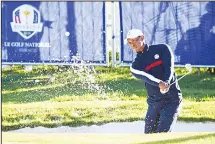  ??  ?? US golfer Tiger Woods plays a bunker shot during a practice session ahead of the 42nd Ryder Cup at Le Golf National Course at Saint-Quentinen-Yvelines, south-west of Paris on Sept 25. (AFP)