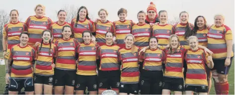  ?? Borough Ladies. From the left they are, back, Sophie Saunders, Kaleigh Wheeler, Katy Richards, Joss Hurcombe, Jess Robinson, Zoe Wright, Melanie Fulcher (Captain), Bob Clarke, Rosie Bennett, Steph Warlow, El Facer, Jo Britchford, front, Emma Reakes, Nat E ??