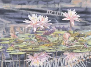  ??  ?? 4
Bamboo and Lilies, watercolor, 11 x 15"