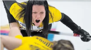  ?? JONATHAN HAYWARD THE CANADIAN PRESS FILE PHOTO ?? Team Manitoba skip Kerri Einarson’s daughters won’t wait by the rink boards at the home end of the ice to celebrate or commiserat­e as they did on championsh­ip weekend last year.