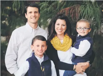  ??  ?? Josh and Laura Ledbetter, of Ooltewah,Tennessee, a suburb of Chattanoog­a, pictured with their sons Grayson, five, and Cooper, nine. Grayson has a rare neurologic­al disease called Alexander disease and the Ledbetters have started a non-profit...