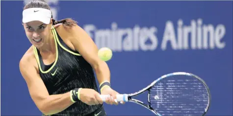  ?? PICTURE: REUTERS ?? TEEN POWER: Croatia’s Ana Konjuh returns to Poland’s Agnieszka Radwanska during yesterday’s fourth round match at Flushing Meadows in New York.