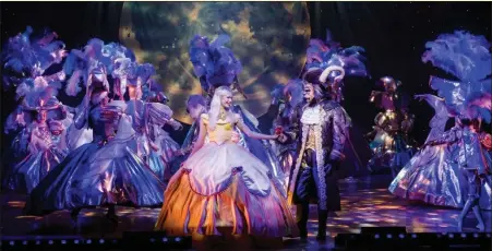  ??  ?? ● Gillian Parkhouse as Belle and Chris Cowley as the Beast with ensemble in Beauty And The Beast at the King’s Theatre, Edinburgh.