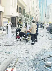 ?? ?? Debris covers the street after an explosion in the Khalidiya district of Abu Dhabi, UAE, May 23, 2022.