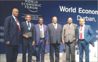  ??  ?? Zimbabwe’s ministers attending the World Economic Forum on Africa in Durban, South Africa, (from left) Minister of Finance Patrick Chinamasa, Industry Dr Mike Bimha, Economic Planning and Investment Promotion Dr Obert Mpofu and Foreign Affairs...