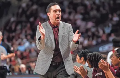  ?? JEFF BLAKE/USA TODAY SPORTS ?? Mississipp­i State head coach Sam Purcell and the Bulldogs saw their season end in a 92-87 loss to Penn State on Thursday in the WBIT.