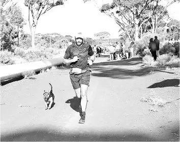  ?? — AFP photo ?? Photo shows Stormy competing in the Goldfields Pipeline marathon near Kalgoorlie.