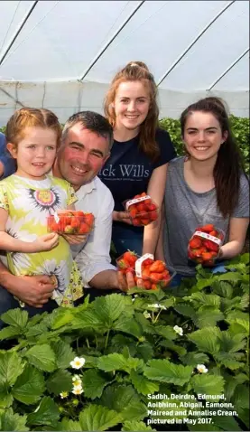  ??  ?? Sadbh, Deirdre, Edmund, Aoibhinn, Abigail, Eamonn, Mairead and Annalise Crean, pictured in May 2017.