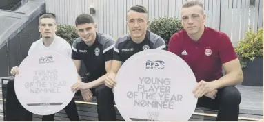  ??  ?? 2 Young Player of the Year nominees Ryan Kent of Rangers, left, Motherwell duo Jake Hastie and David Turnbull and Aberdeen’s Lewis Ferguson.