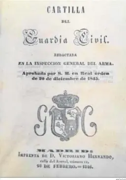  ?? ARCHIVO ?? Uno de los primeros ejemplares de la ‘Cartilla del Guardia Civil’.