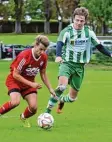  ?? Foto: Andreas Lode ?? Philipp Götz (rechts) und der TSV Step pach zogen bei der SpVgg Westheim II (links Vincent Timnik) mit 1:2 den Kür zeren.