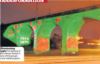  ??  ?? Illuminati­ng sight The lighting of the railway viaduct is one of the group’s most visible projects