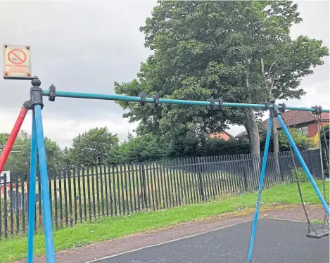  ??  ?? Swings which were removed from the “boring” Longhaugh Road playpark have never been replaced.