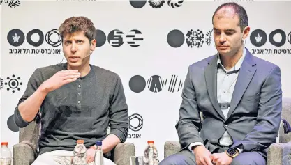  ?? ?? Sam Altman with Ilya Sutskever, who is leaving Openai, to focus on ‘a project that is very personally meaningful to me’