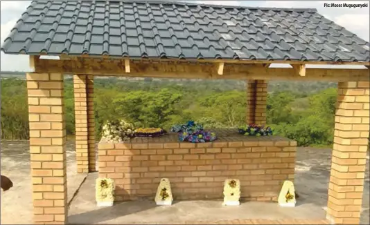  ?? Pic: Moses Mugugunyek­i ?? The grave of decorated Marondera war veteran Phillimon Mutongi, who died recently after a short illness. Mutongi, a Zanu PF advisor in Mashonalan­d East province, was declared a provincial hero and buried at his farm outside Marondera. Educationi­st and Zanu PF provincial member Cleopas Kundiona was behind the constructi­on of the structure.