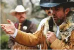  ?? MORGAN LEE/ASSOCIATED PRESS FILE PHOTO ?? Otero County Commission­er and Cowboys for Trump founder Coy Griffin denounces gun control and pro-abortion rights bills in the New Mexico State Legislatur­e at a 2019 protest outside the Roundhouse in Santa Fe.