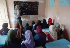  ?? ?? This picture taken on June 22, 2022 shows girls studying in a secret school at an undisclose­d location in Afghanista­n.