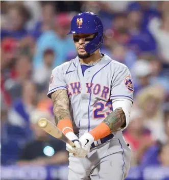  ?? AP ?? The Mets’ Javy Baez is hitting .171 with two homers and three RBI in 10 games since being acquired from the Cubs.