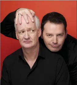  ?? COURTESY PHOTO ?? Improv comedians Colin Mochrie, left, and Brad Sherwood from “Whose Line is it Anyway?”close out the Heritage Theatre's 2023-24season on May 23. In “Scared Scriptless,” Mochrie and Sherwood will make up original scenes, songs and more based on suggestion­s from audience members, some of whom might be pressed into performing with them.