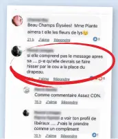  ?? CAPTURE D’ÉCRAN FACEBOOK ?? Une menace proférée sur Facebook contre la mairesse de Montréal, Valérie Plante.