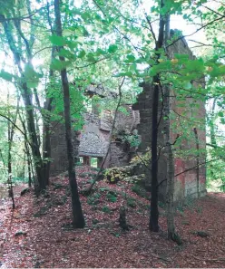  ??  ?? Gannochy Tower sitting among trees on the bank of the North Esk. Picture: Angus Whitson.