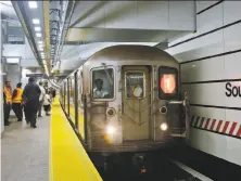  ?? Bebeto Matthews / Associated Press ?? Conductors making announceme­nts on New York subways will now use the terms “passengers,” “riders” and “everyone.”